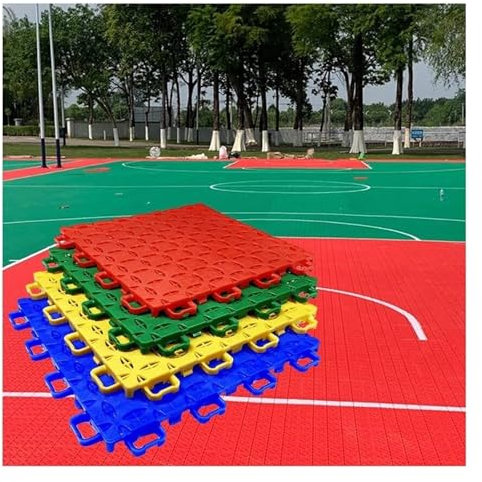 SFQEVHRZ Outdoor Modular Interlocking Flooring， 25x25cm Modular Interlocking Floor Tiles, Outdoor Basketball Playground Playground Court Flooring, Weatherproof Easy To Clean(3m2/48PCS)