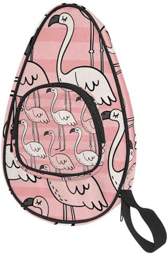 VAPOKF Housse pour raquette de tennis de table, flamants roses à rayures roses, sac de raquette de ping-pong avec pochette pour 4 à 5 balles