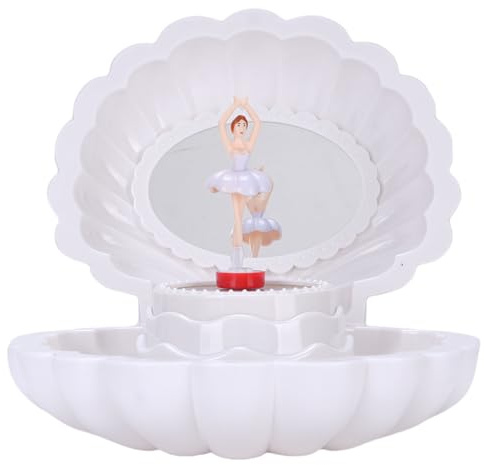 Musical Schmuckschatulle, mit 8 Melodien, Tanz Mädchen, Bunte Lichter, Muschel Design, Original Design, Edel und Faszinierend, für Kinder, Jugendliche, Sammler, als Zimmer, Schminktisch, Geschenke