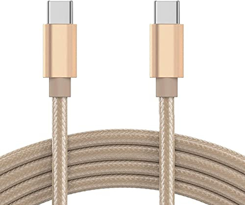 KP TECHNOLOGY Fast Charger Cable For iPhone 17 / iPhone 17 Pro/iPhone 17 Pro Max/iPhone Air - Nylon Braided Charging Cable USB C to USB C (GOLD, 2M)