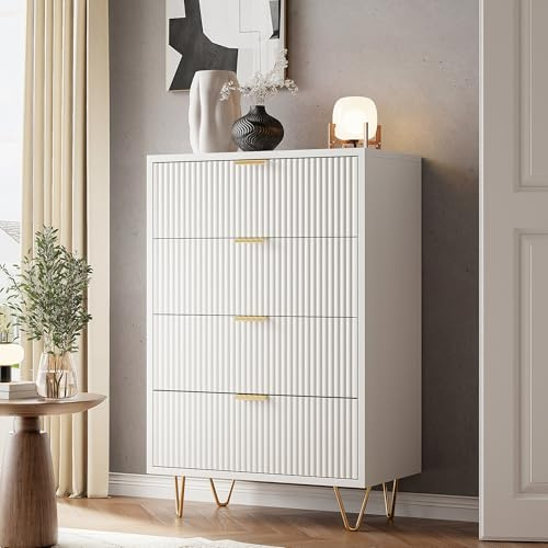 FEEOHOME Aufbewahrungsmöbel, Schubladenschrank, Tiefe 30 cm, Kommode mit 4 Schubladen, Kinderzimmer, Kommode mit Kippschutz für Schlafzimmer, Wohnzimmer, Eingangsbereich