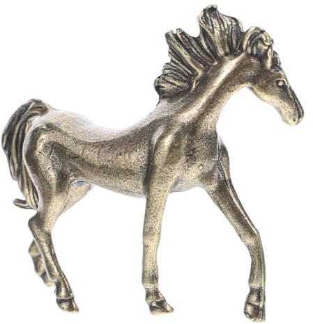 Artibetter Messingpferdestatue Pferd Figur Kreative Pferde Skulptur Als Desktop-Schmuck Für Wohnzimmer Arbeitszimmer Tv-Schrank Weinschrank Bar Und Feng Shui Deko 2.52X2.01X0.59in