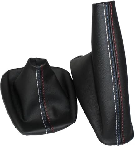 AJKSHDJA Perilla De Cambio De Marchas Manual Para BMW Serie 3 E36 E46 Para M3, Palanca De Cambios, Funda Freno Mano Manual, Pomo Cuero Negro (funda Mano)(A-set)