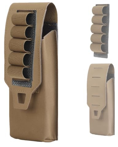 MOLLE Tasche Tattiche per Cartucce, con Caricatore di Fucile a Canna Liscia | Taglio al laser, chiusura elastica, 5 cartucce calibro 12, per 5,56 mm, per cintura da caccia, zaino