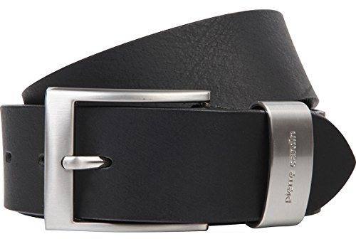 Pierre Cardin Gürtel Herren, Premium Echtleder-Gürtel Herren 40 mm breit, Echtleder Herrengürtel aus Vollrindleder schwarz, Größe/Size:125, Farbe/Color:schwarz