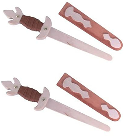 BestSaller 1009 Ritter Kronen Dolch aus Birken Holz mit Holzscheide, 38 cm, Natur (2 Set)