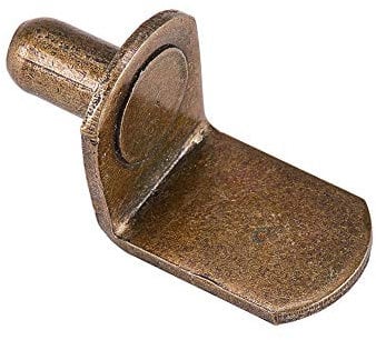 INCREWAY 6mm Bracket Style Cabinet Shelf Support Pegs -L Clips for Kitchen & Bookcase-Antique Brass - 50 Pack