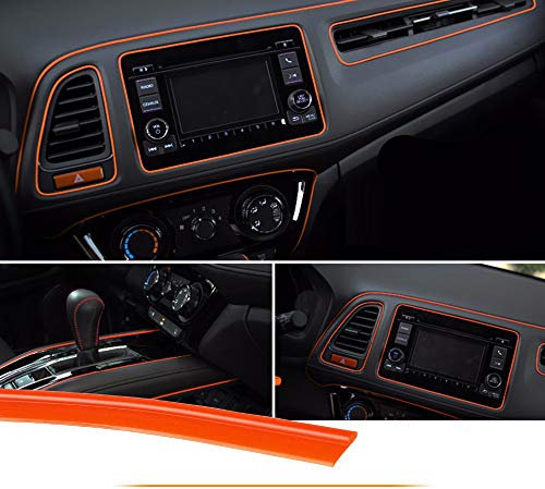 MASO - Nastro 5M per modanature di interni auto, adesivo e universale, in ABS, striscia 3D, colore arancione, con strumento per l’applicazione