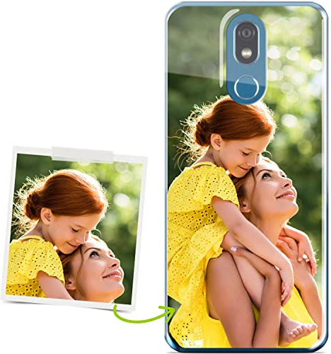 Coverpersonalizzate.it - Personalisierte Handyhülle kompatibel für LG K40 mit deinem Foto oder Text - Transparente TPU-Schutzhülle