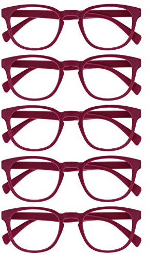 OPULIZE Pop Lesebrille 5er Pack Keck Rund Matt Rahmen Federscharniere Kratzfest Rosa Herren Damen RRRRR2-4 +3.00