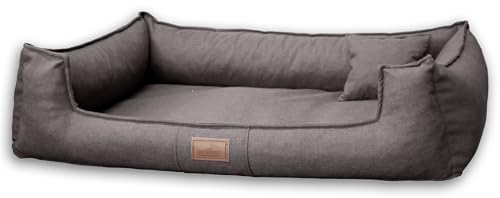 tierlando® Orthopädisches Hundebett Goofy Couture mit Matratzenschoner, waschbarer Bezug aus meliertem Möbelstoff, für mittlere bis sehr große Hunde Größe: 110x90cm | Farbe: 02 Graphit