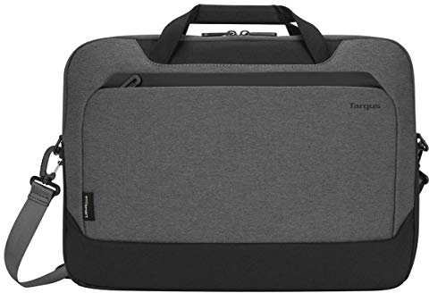 Targus Cypress Briefcase with EcoSmart for Business Traveler and School with 2-Compartments, Padded Shoulder Strap, Protective Slipcase Sleeve fits 15.6-Inch Laptop, Light Gray (TBT92602GL)