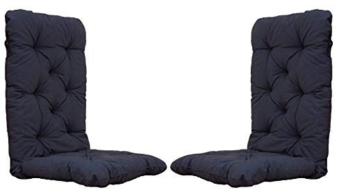 Chicreat Cuscino per sedie con schienale alto, grigio scuro, 120 x 50 x 8 cm, set da 2