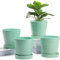 Buymax Pot de Fleurs en céramique de 12,7 cm avec Trous de Drainage et Plateau en céramique – Jardinage, Maison, Bureau, Rebord de fenêtre, Coffret Cadeau de 4 – Plantes Non incluses
