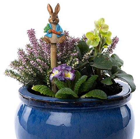 Cane Companions Beatrix Potter Peter Rabbit Stake Topper - Handmade Flower Pot Garden Ornament - Outdoor Figurine