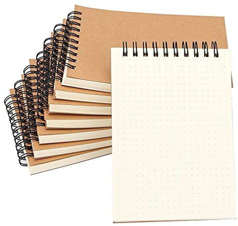 HAKACC Notizblock A6 dotted, 8 Stück Spiralblock klein, 80 Blatt pro Block, Punktpapier Journal Notizbuch abreißbar für Schule Büro Kinder Geschenk