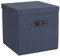 Bigso Box of Sweden LOGAN Aufbewahrungsbox mit Deckel – große Klappbox für Kleidung, Spielzeug usw. – Ordnungsbox mit Griff aus Faserplatte und Papier mit Leinenoptik – blau