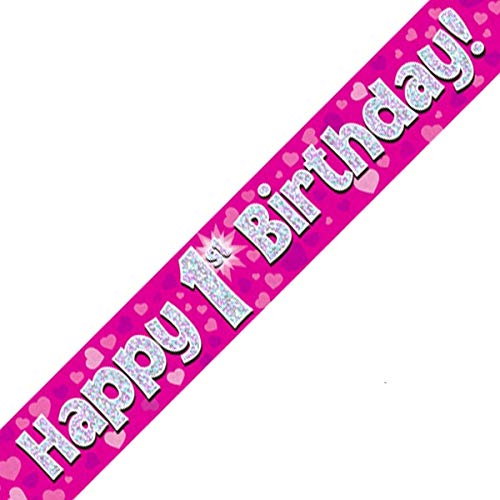 Folienbanner für den 1. Geburtstag, Pink