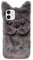 Herbests Plüsch Hülle Kompatibel mit iPhone 12 Mini,Karikatur Katzen Handyhülle Warme Flauschige Weiche Süße Tier Schutzhülle Case,Stoßfest TPU Stoßfänger Rückseite Telefonhülle für Mädchen,Grau