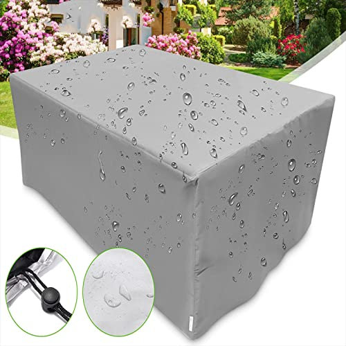 YIYAOFBH Abdeckung für gartenmöbel XXL Abdeckplane für Gartentische Schutzhülle Gartenbank für Bänke Terrassenmöbel Schwerlast 600D Oxford Gewebe Rechteckig (Silber) 120x100x75cm