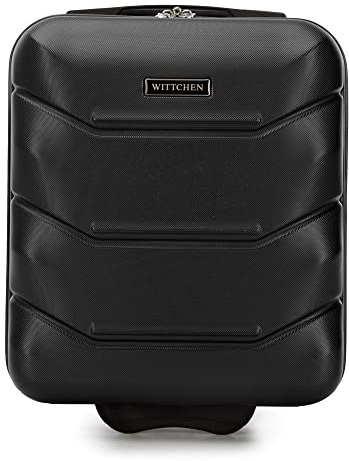 WITTCHEN Koffer Handgepäck Kabinentasche Bordkoffer Kabinengepäck Hartschalen Material ABS Hochwertiger und Stabiler Robuste Räder Teleskopischer Griff 25L Größe S Schwarz