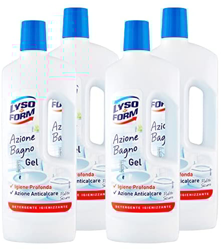 4x Lysoform Azione Bagno Gel Detergente Igienizzante Anticalcare - 4 Flaconi da 750 ml ognuno
