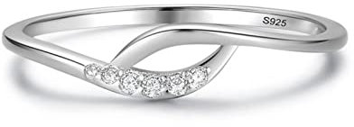 Musihy Verlobungsring Damen, 925 Silber Ringe Auge Strass Silberring Silber Ringgröße 54 (17.2)