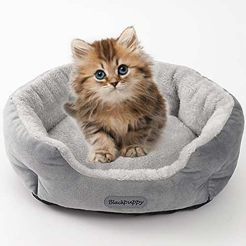 Nyescasa Hundebett Kissen Katzenbett Katzenschlafplatz Hundesofa Katzensofa Hundecouch Hundematte Hundekörbchen Flauschiges Waschbar rutschfest für Große Katzen Hunde Runde Grau L(58 * 50 * 15)