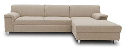 DOMO. collection Ecksofa Junin, Sofa in L-Form mit Schlaffunktion, moderne Couch, Polsterecke, Eckcouch, 251 x 150 cm, beige