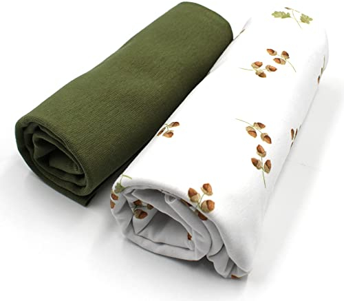 Stoffpaket 0,5m Jersey + 0,5m Bündchenstoff zum Nähen von Kinderkleidung Kinderstoff Jerseystoff (Haselnuss Zweige+Pickle Set64)