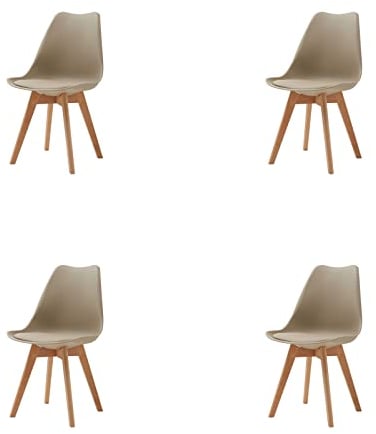 HJhomeheart Esszimmerstuhl 4er Set, Massivholzbeine, Abnehmbares Stuhlkissen, Küchenstuhl, Moderner Stuhl (Beige-4)