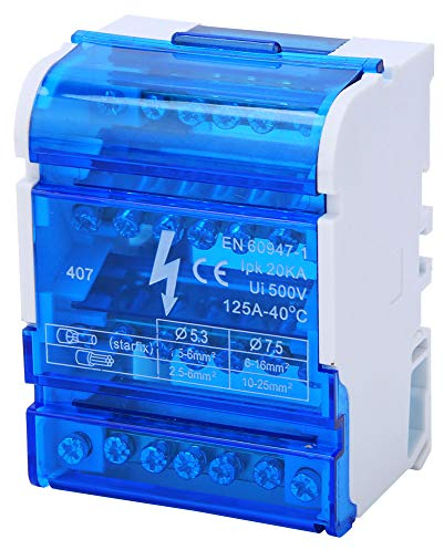 Morsettiera di Distribuzione, Scatola di Distribuzione Morsettiera su Guida Din Custodia di Giunzione Monofase a 4 Livelli con Coperchio Trasparente