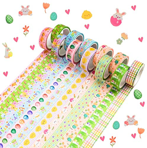 12 Rollen Washi Tape Set Ostern Washi Tape Ostern Dekorative Washi Tape Süße Küken Eier Karotte Hase Ostern Frühling Washi Tapes DIY Papier Tape Künste für Handwerk Scrapbook Pläne Geschenkverpackung