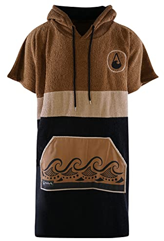 WAVE HAWAII Bade-Poncho Damen & Herren “Cumbuco” | Größe M 160-190cm I 95% Baumwolle Surf-Poncho für Erwachsene | Frottee Handtuch hohe Wasserabsorption | Umziehhilfe Strand Erwachsene