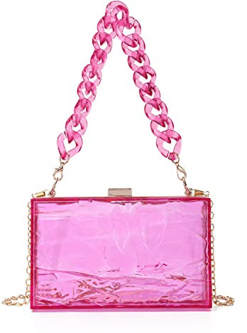 EVEOUT Carteras de Mano y Clutches Transparente de Acrílico para Mujer Bolsos Bandolera Clear Box Jelly Bolsos de Hombro de Noche Chicas fiesteras