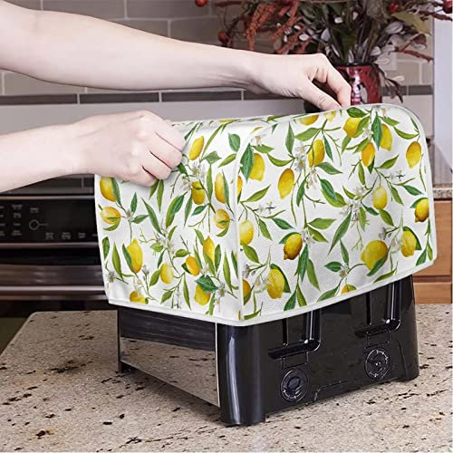 Xoenoiee Lemon Leaf 4 Slice Toaster Cover for Kitchen Decorative Accessories Small Toaster Covers for Most Standard Toaster Machine Covers Stain Resistant Bread Maker Covers With Fruit Pattern, M