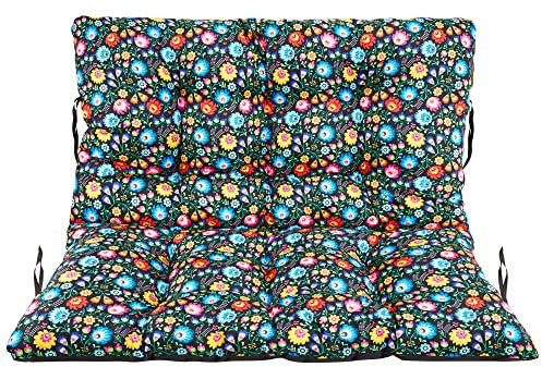 SuperKissen24. Sitzkissen Bankkissen Bankauflage für Gartenbank - 120x50 cm und Rückenlehne 120x60 cm - Outdoor und Indoor - Folk