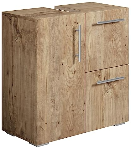 Badezimmer Badmöbel Mars - Eiche Kastanie - Unterschrank Badmöbelset Badschrank Schrank Waschbeckenunterschrank