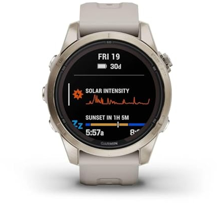 Garmin Fenix 7S Pro Sapphire Solar Edition Smartwatch con cinturino, cassa da 42 mm, oro morbido/sabbia chiara, oro morbido/sabbia chiara, moderno