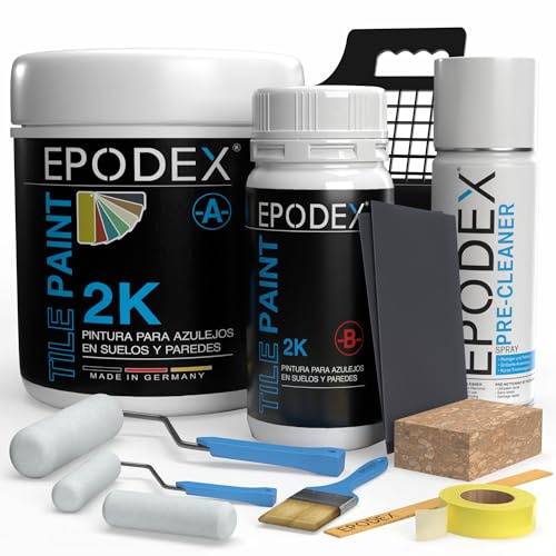 EPODEX 2K Tile Paint for Bathroom with Accessories - Silver Grey