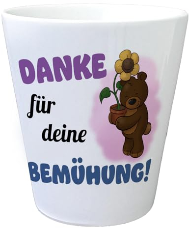 speecheese Danke für Deine Bemühung Blumentopf mit niedlichem Bären EIN dekorativer Pflanztopf für Erzieher Bär Motiv Frauen Abschied Erzieherin Übertopf Danksagung Dankeschön Kinder Mutter