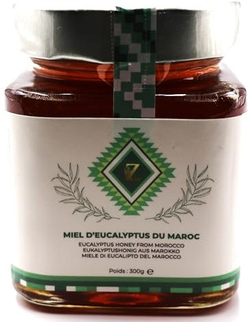 Miel d'eucalyptus du Maroc 300g, 100% Naturel, Récolté dans la Région de Souss Massa Draa, un miel Rare et unique