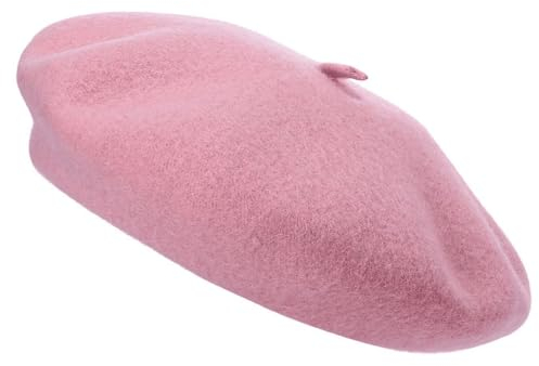 COSHAL® Baskenmütze für Erwachsene, Wolle, französischer Stil, einfarbig, klassische Farbe, Unisex, weich, warm, Outdoor, Vintage, Künstler, Baskenmütze, Damen-Accessoires, rose, Einheitsgröße