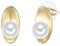 Lulu Jane Damen Ohrringe aus Messing mit rund Muschelkernperle ca. 10 mm Perlenohrhänger gelbgold