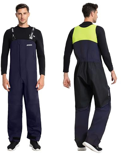 Navis Marine Herren Küsten Segeln Latzhose - Wasserdicht, 3-Lagen, Langlebig, Hi-Vis Latzhose Set (Marine, XXX-Large)