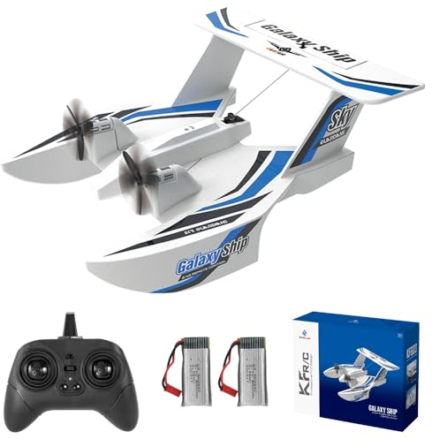Teeggi RC Flugzeug KF603,2.4GHz Wasser-Land-Luft-Segelflugzeug,EPP ferngesteuertes Fliegen Modell Für Kinder Geschenke für Anfänger, Kinder, Erwachsene,2 Batterien(Blau)