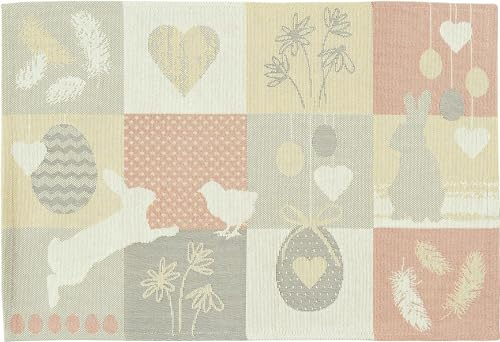 Sander Tischläufer Happy Easter Ostern 32 x 96cm Baumwolle Gobelin rosa grau Creme