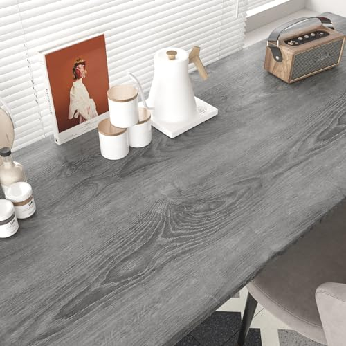Yullpaper Grey Wood Wallpaper Self Adhesive Worktop Vinyl Covering Washable Kitchen Wallpapers Grey Wood Effect Sticky Back Plastic Roll Wall Paper Roll Living Room Vinyl Cabinet Cover 40cm X 200cm