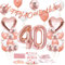 Luftballon 40. Geburtstag Roségold, Riesen Folienballon Zahl 40, Happy Birthday Folienballon 40, Ballon 40 Deko zum Geburtstag Frauen
