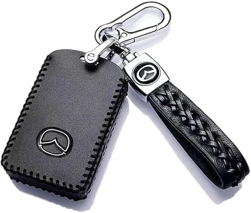 asyshuy Autoschlüssel Hülle für Mazda 2 3 6 CX-3 CX-5 CX-30 CX-60 CX-80, Tragbares Schlüsselanhänger Tasche, Diebstahlschutz Wasserdicht, Langlebig Schlüsselgehäuse,A Black
